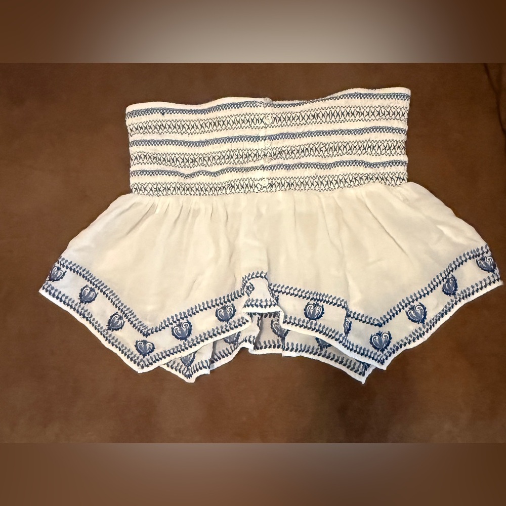 American Eagle White Smocked Top